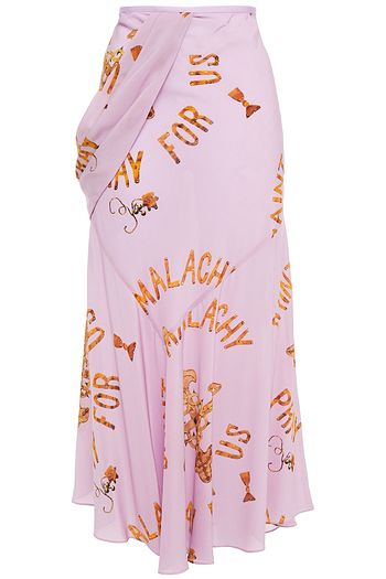 SIMONE ROCHA Draped printed silk crepe de chine midi skirt