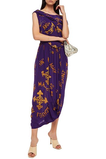 SIMONE ROCHA Draped twisted printed silk crepe de chine midi dress
