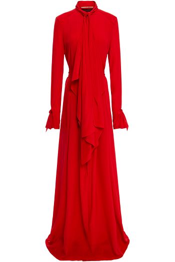 ROLAND MOURET Valetta tie-neck silk crepe de chine gown