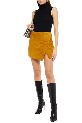 MICHELLE MASON Wrap-effect suede mini skirt