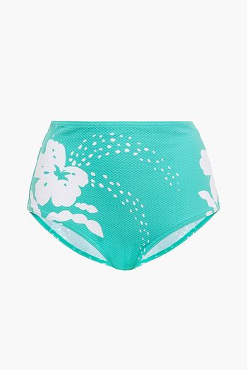 MAISON LEJABY Printed piqué high-rise bikini briefs