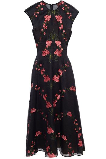 LELA ROSE Silk-blend floral-jacquard midi dress