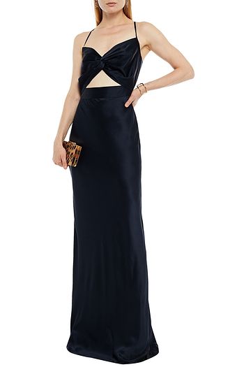 MICHELLE MASON Cutout draped silk-charmeuse gown
