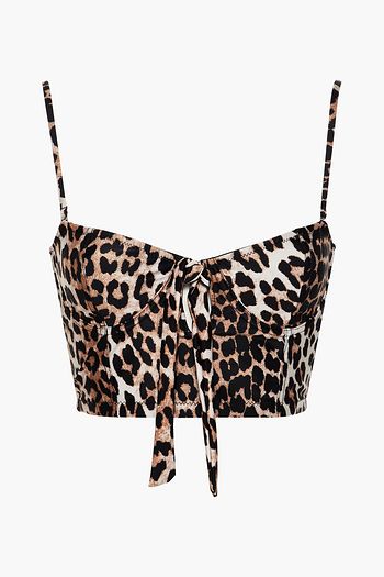 GANNI Bikini-Oberteil mit Leopardenprint und Knotendetail