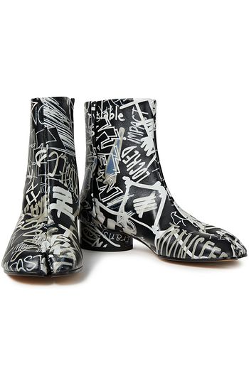 MAISON MARGIELA Tabi split-toe printed leather ankle boots