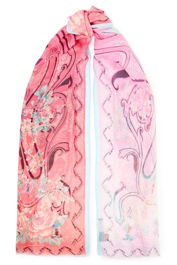 ETRO Frayed printed silk-chiffon scarf