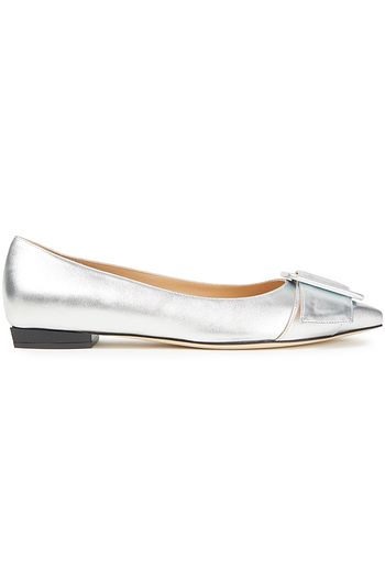 SERGIO ROSSI sr1 metallic leather point-toe flats