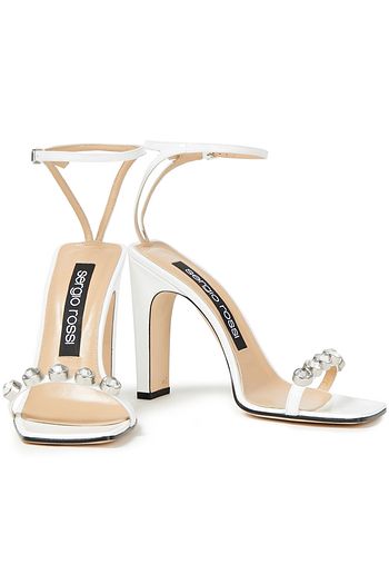 SERGIO ROSSI Sandalen aus Lackleder mit Kristallverzierung