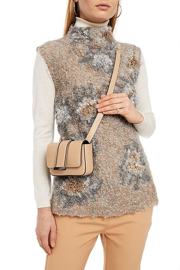 BRUNELLO CUCINELLI Convertible bead-embellished leather shoulder bag