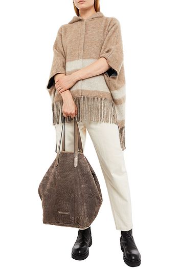 BRUNELLO CUCINELLI Tote Bag aus Shearling mit Krokodileffekt und Zierperlen