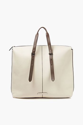 BRUNELLO CUCINELLI Bead-embellished pebbled-leather tote