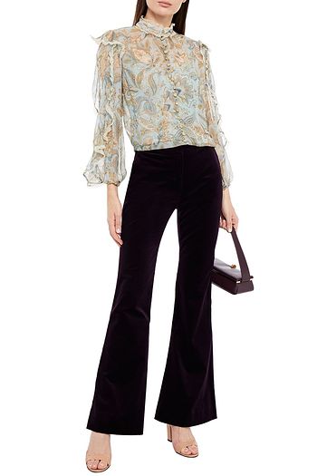ZIMMERMANN Lucky cotton-blend velvet flared pants