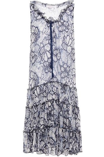 SEE BY CHLOÉ Ruffled snake-print cotton and silk-blend crepon dress