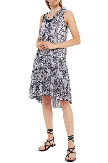 SEE BY CHLOÉ Ruffled snake-print cotton and silk-blend crepon dress