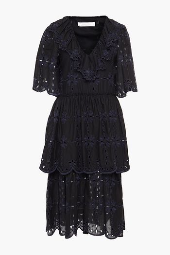 SEE BY CHLOÉ Tiered broderie anglaise cotton midi dress