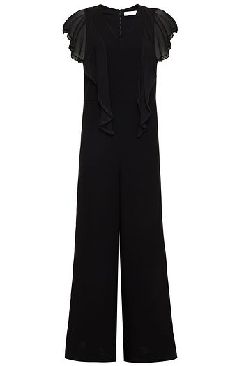 SEE BY CHLOÉ Ruffled crepon-trimmed crepe wide-leg jumpsuit