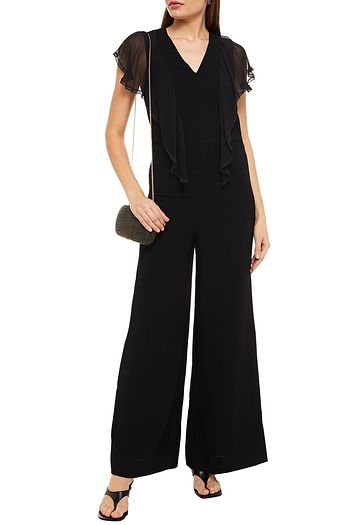SEE BY CHLOÉ Ruffled crepon-trimmed crepe wide-leg jumpsuit