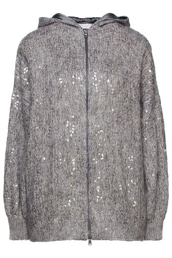 BRUNELLO CUCINELLI Oversized embellished brushed knitted hoodie
