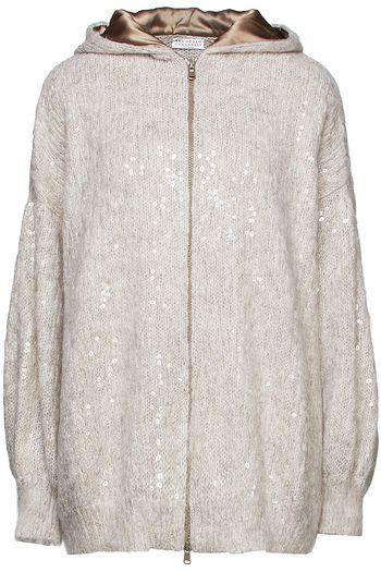 BRUNELLO CUCINELLI Oversized embellished brushed knitted hoodie