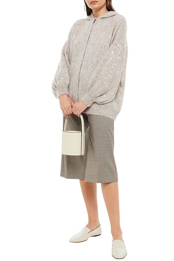BRUNELLO CUCINELLI Oversized embellished brushed knitted hoodie
