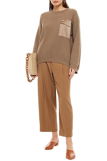 BRUNELLO CUCINELLI Pullover aus geripptem Kaschmir mit Satinbesatz und Verzierung
