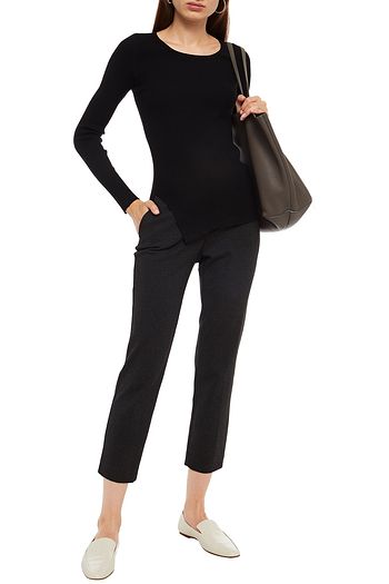 THEORY Cropped stretch-piqué slim-leg pants