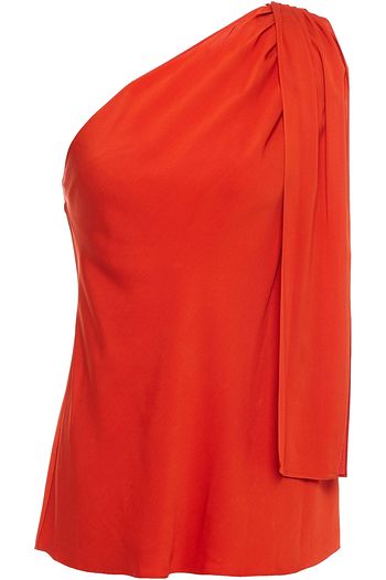 THEORY One-shoulder draped stretch-silk top