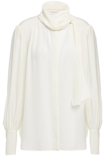 ZIMMERMANN Geraffte Bluse aus Crêpe de Chine aus Seide mit Bindedetail