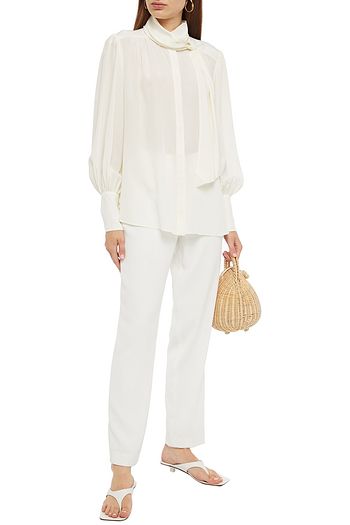 ZIMMERMANN Geraffte Bluse aus Crêpe de Chine aus Seide mit Bindedetail