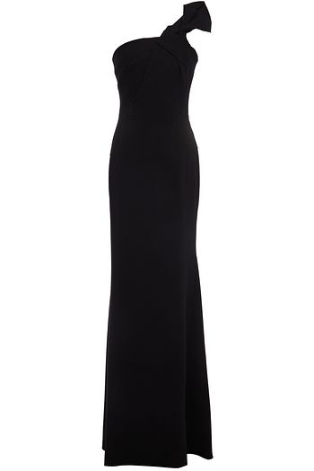 ROLAND MOURET Gosford one-shoulder knotted wool-crepe gown