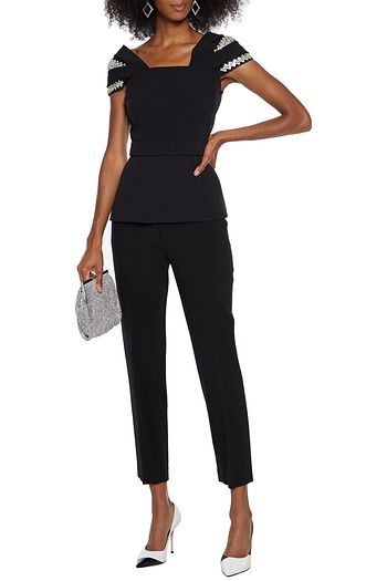 SAFIYAA Belted crystal-embellished crepe top