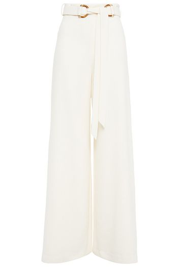 ZIMMERMANN Belted stretch-crepe wide-leg pants
