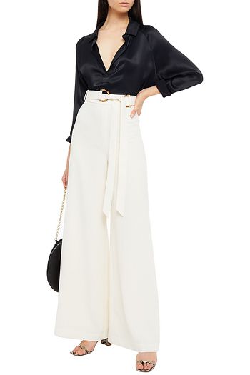 ZIMMERMANN Belted stretch-crepe wide-leg pants