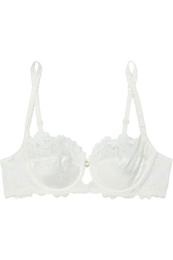 LISE CHARMEL Précieux Diadéme embellished satin and embroidered tulle underwired bra