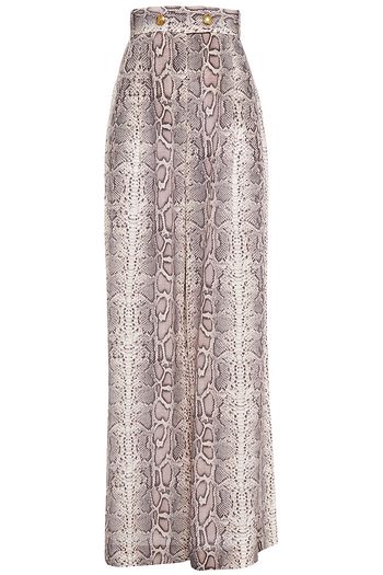 ZIMMERMANN Hose mit weitem Bein aus Crêpe de Chine aus Seide mit Schlangenprint