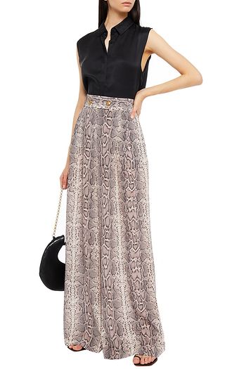 ZIMMERMANN Hose mit weitem Bein aus Crêpe de Chine aus Seide mit Schlangenprint