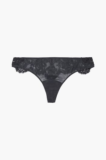 LA PERLA Lawinia Rose cotton-blend stretch-tulle and Leavers lace low-rise thong