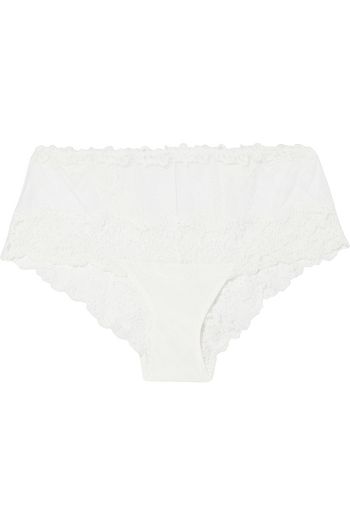 LA PERLA Rugiada embroidered stretch-tulle mid-rise briefs