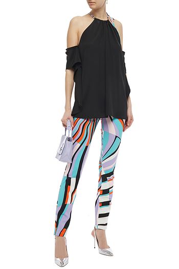 EMILIO PUCCI Cold-shoulder silk crepe de chine blouse