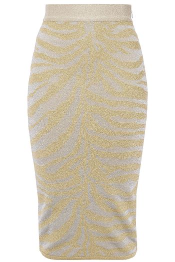 HERVÉ LÉGER Metallic zebra-jacquard pencil skirt