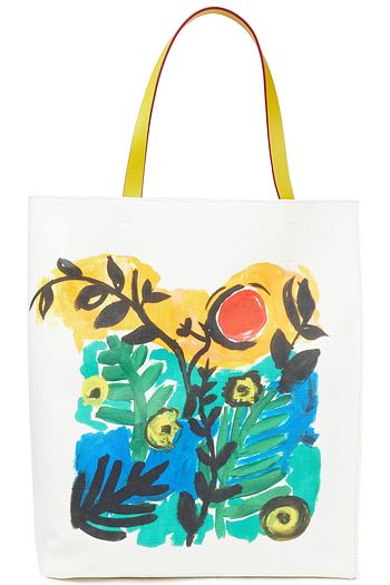MARNI Tote Bag aus Leder und Canvas mit Print