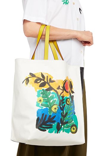 MARNI Tote Bag aus Leder und Canvas mit Print