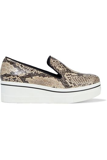 STELLA MCCARTNEY Slip-ons aus Kunstleder mit Schlangeneffekt und Plateau