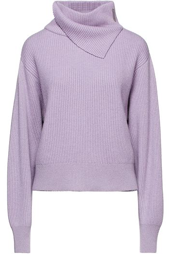 BRUNELLO CUCINELLI Bead-embellished ribbed cashmere turtleneck sweater