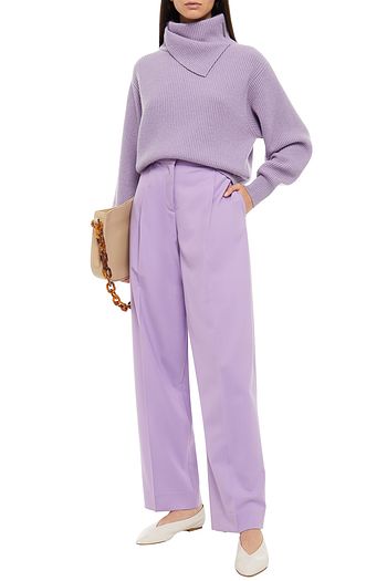 BRUNELLO CUCINELLI Bead-embellished ribbed cashmere turtleneck sweater