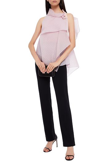 ROLAND MOURET Pasha draped silk-blend organza-jacquard top