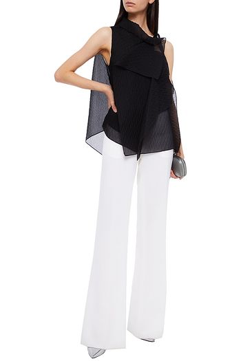 ROLAND MOURET Pasha draped silk-blend organza-jacquard top