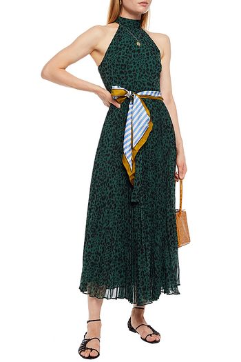 ZIMMERMANN Belted pleated leopard-print georgette midi dress