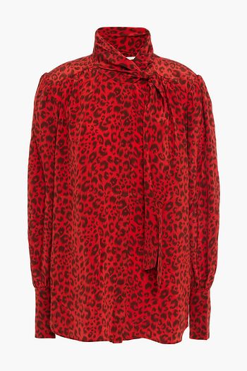 ZIMMERMANN Tie-neck leopard-print silk crepe de chine blouse
