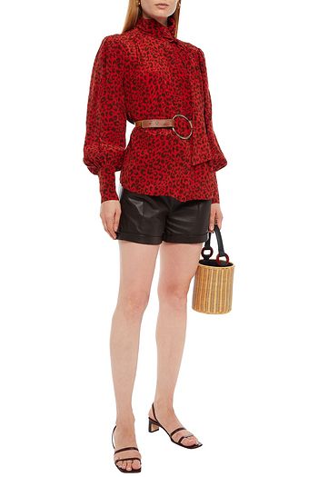 ZIMMERMANN Tie-neck leopard-print silk crepe de chine blouse